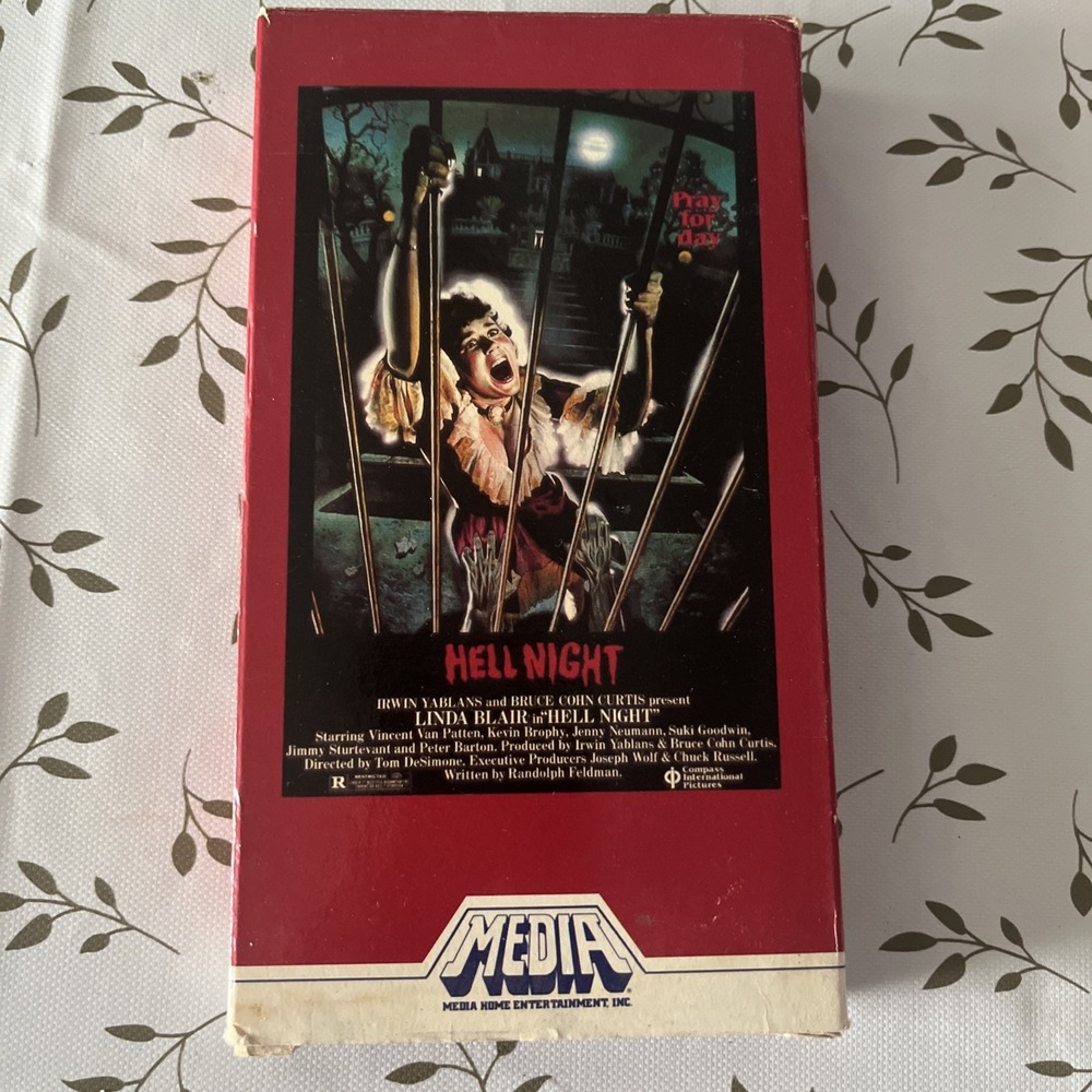 Hell Night VHS Cassette Tape Horror Linda Blair Red Slipcover Edition Media Home
